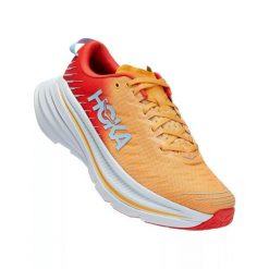 Buty do biegania BONDI X - pomarańczowe. Brązowe buty sportowe męskie HOKA, bez zapięcia, do biegania. W wyprzedaży za 877.25 zł.