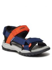 Geox Sandały J Borealis Boy J450RE 01411 C0659 S Granatowy. Niebieskie sandały chłopięce Geox, z materiału, bez zapięcia. Za 159.99 zł.