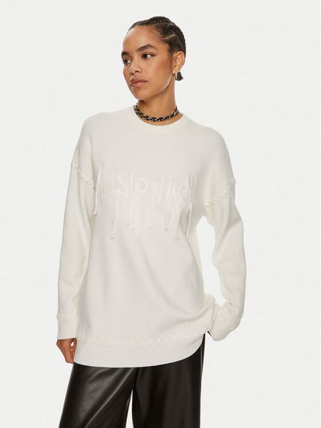 Patrizia Pepe Sweter 8K0238 K207-W146 Biały Regular Fit. Białe swetry damskie Patrizia Pepe, bez wzorów, z wiskozy, bez kołnierzyka, bez ramiączek, bez kaptura. Za 659.99 zł.