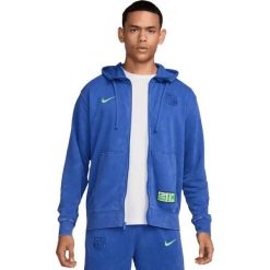Męska Bluza Z Kapturem FC Barcelona Z Pełnym Zamkiem Błyskawicznym. Niebieskie bluzy męskie Nike, m, bez wzorów, z kapturem. Za 448.99 zł.