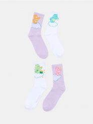 Prążkowane skarpetki 4 pack Care Bears - wielobarwny. Skarpety damskie Sinsay, bez wzorów, prążkowane. Za 12.99 zł.