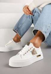 Białe Trampki na Platformie z Biżuteryjną Aplikacją Gonessa. Białe trampki i tenisówki damskie Renee, z aplikacjami, z jeansu, eleganckie, bez zapięcia. Za 79.99 zł.