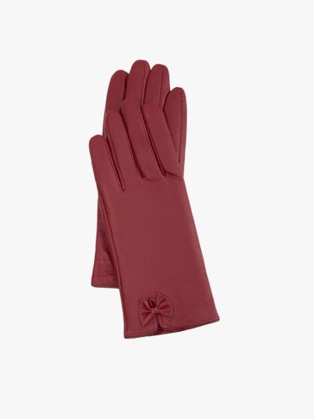 Bordowe rękawiczki ze skóry licowej. Czerwone rękawiczki damskie Ryłko, bez wzorów, ze skóry, klasyczne. Za 129.99 zł.