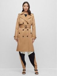 Boss Trencz 50489115 Beżowy Regular Fit. Brązowe płaszcze damskie Boss, bez wzorów, z syntetyku, bez kaptura. Za 1,949.00 zł.