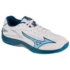 Buty siatkarskie męskie Mizuno Thunder Blade. Niebieskie buty sportowe męskie Mizuno, z gumy, bez zapięcia, do siatkówki. Za 333.25 zł.