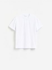 Bawełniany t-shirt oversize - biały. Białe t-shirty męskie Reserved, l, bez wzorów, z bawełny, bez kołnierzyka. Za 69.99 zł.