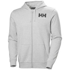 Bluza z kapturem z pełnym zamkiem błyskawicznym Helly Hansen Logo. Szare bluzy męskie Helly Hansen, na lato, l, bez wzorów, z bawełny, z kapturem. Za 356.15 zł.