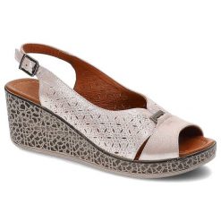 Różowe Sandały Lanqier Damskie Buty Na Lato. Czerwone klapki damskie Lanqier, w ażurowe wzory, ze skóry, eleganckie, bez obcasa, na koturnie. Za 159.00 zł.