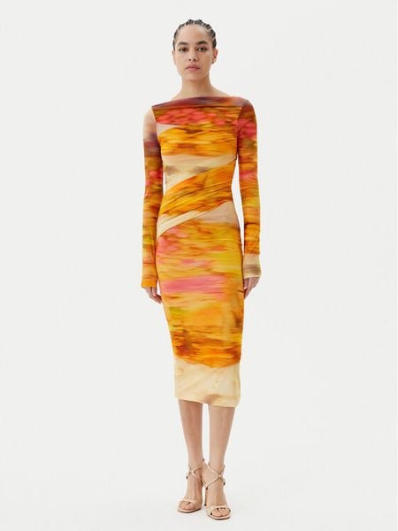 PINKO Sukienka koktajlowa Beggin Abito 104838 A2G1 Kolorowy Slim Fit. Sukienki damskie Pinko, xl, bez wzorów, z syntetyku, wizytowe, bez kołnierzyka, bez ramiączek. Za 699.99 zł.