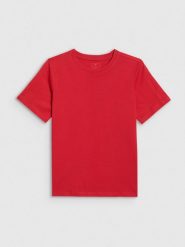 4F T-shirt regular gładki chłopięcy - czerwony 152 (11-12 lat). Czerwone t-shirty dla chłopców 4f, bez wzorów, z bawełny, bez ramiączek. Za 29.99 zł.
