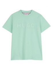 HUGO T-Shirt G01014 D Zielony Regular Fit. Zielone t-shirty dla chłopców Hugo, bez wzorów, z bawełny, bez ramiączek. Za 209.99 zł.
