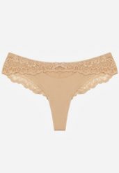 Beżowe Majtki Typu Stringi z Koronką Nedareanes. Brązowe stringi damskie Born2be, l, bez wzorów, z koronki. Za 12.99 zł.