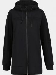 Sweter Damski Luhta Harjola. Czarne swetry damskie Luhta, l, bez wzorów, z materiału, bez kołnierzyka, bez ramiączek, długie, z kapturem. Za 539.00 zł.