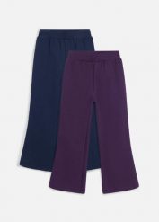 Legginsy ocieplane Lurchi o kroju bootcut (2 pary). Fioletowe legginsy dla dziewczynek bonprix, bez wzorów, z materiału. Za 109.99 zł.