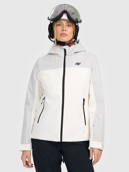 4F Kurtka narciarska membrana 5000 damska - biała XXL. Białe kurtki damskie 4f, na zimę, xxl, bez wzorów, z materiału, bez kaptura. Za 399.99 zł.