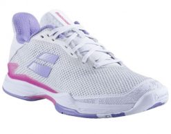 Buty tenisowe damskie Babolat Jet Tere AC. Białe obuwie sportowe damskie BABOLAT, bez wzorów, z materiału, tenisowe. Za 469.00 zł.