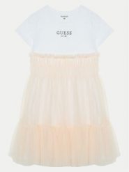 Guess Sukienka codzienna J5RK18 K6YW0 Różowy Regular Fit. Czerwone sukienki dla dziewczynek Guess, z aplikacjami, z bawełny, bez ramiączek. Za 159.99 zł.