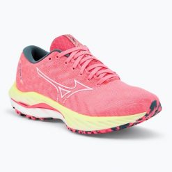 Buty do biegania damskie Mizuno Wave Inspire 19. Czerwone obuwie sportowe damskie Mizuno, bez wzorów, z materiału, do biegania, mizuno wave. Za 359.99 zł.