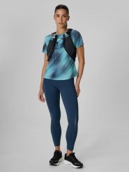 4F Legginsy do biegania szybkoschnące damskie - granatowe S. Niebieskie legginsy damskie 4f, l, bez wzorów, z materiału, z podwyższonym stanem, do biegania. Za 169.99 zł.