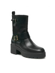 MICHAEL Michael Kors Botki Perry Bootie 40F3PYME5L Czarny. Czarne botki damskie MICHAEL Michael Kors, ze skóry, bez obcasa, na słupku, bez zapięcia. Za 1,299.00 zł.
