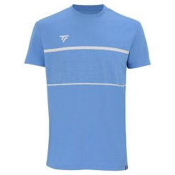 Koszulka tenisowa męska z krótkim rekawem Tecnifibre Team Tech Tee azur. Niebieskie koszulki sportowe męskie TECNIFIBRE, m, w ażurowe wzory, bez kołnierzyka, bez ramiączek, tenisowe. Za 159.00 zł.