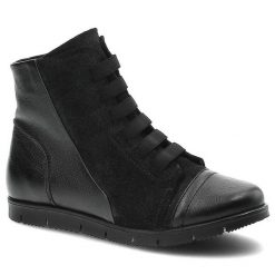Czarne Botki Maciejka Damskie Stylowe Obuwie. Czarne botki damskie Maciejka, na wiosnę, ze skóry, eleganckie, bez obcasa, na platformie, bez zapięcia. Za 239.00 zł.