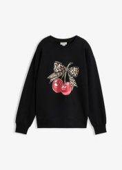 Szeroka bluza z czystej bawełny organicznej. Czarne bluzy damskie bonprix, bez wzorów, z bawełny, bez kaptura. Za 109.99 zł.