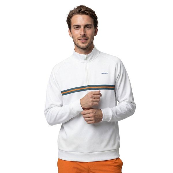 Męska bluza tenisowa ze stójką Siroko Tiebreak White. Białe bluzy męskie SIROKO, m, bez wzorów, z materiału, bez kaptura. Za 253.00 zł.