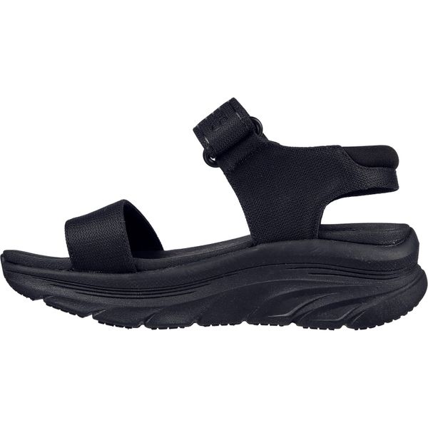 Sandały Skechers D'lux Walker - New B, Kobiety. Czarne sandały damskie Skechers, bez wzorów, z tkaniny, bez obcasa, bez zapięcia. Za 253.95 zł.