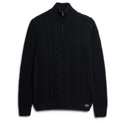 Sweter z dzianiny zapinany do połowy Superdry Jacob Cable. Niebieskie kardigany męskie Superdry., m, bez wzorów, z dzianiny, eleganckie. Za 320.00 zł.