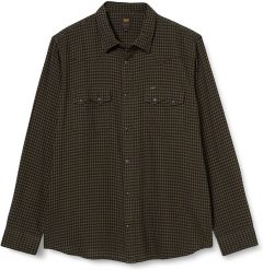 LEE RIDER SHIRT REGULAR FIT OLIVE GREEN L851RPNX 112122529. Zielone koszule męskie Lee, l, bez wzorów, bez kołnierzyka, bez ramiączek. Za 129.99 zł.