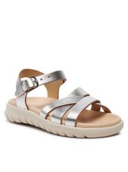 Geox Sandały J Sandal Soleima Gir J45GSA 000CF C1007 M Srebrny. Szare sandały dziewczęce Geox, ze skóry, bez zapięcia. Za 179.99 zł.