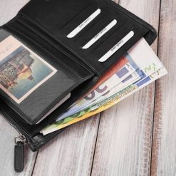 Paolo Peruzzi Portfel damski skórzany czarny duży pleciony AY-08-BL. Czarne portfele damskie Paolo Peruzzi, bez wzorów. Za 153.82 zł.