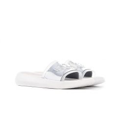 Damskie klapki Ugg Hilama Slide White 1109592-WHT. Białe klapki damskie UGG, bez wzorów, z gumy, eleganckie, bez obcasa. Za 222.81 zł.