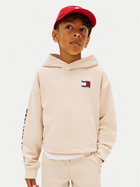 Tommy Hilfiger Bluza Wavy Flag KB0KB10319 Beżowy Regular Fit. Brązowe bluzy dla chłopców Tommy Hilfiger, bez wzorów, z bawełny, bez ramiączek, bez kaptura. Za 269.99 zł.
