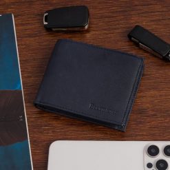 Męski portfel skórzany klasyczny duży poziomy granatowy skóra nat Beltimore K46. Niebieskie portfele męskie bez wzorów, ze skóry. Za 45.00 zł.