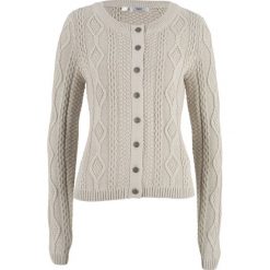 Sweter rozpinany w warkocze bonprix beżowo-szary. Brązowe kardigany damskie bonprix. Za 59.99 zł.