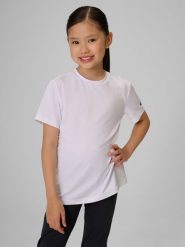 4F Koszulka sportowa szybkoschnąca dziewczęca - biała 134/140 (8-10 lat). Białe t-shirty i topy dla dziewczynek 4f, bez wzorów, z materiału, bez ramiączek. Za 49.99 zł.