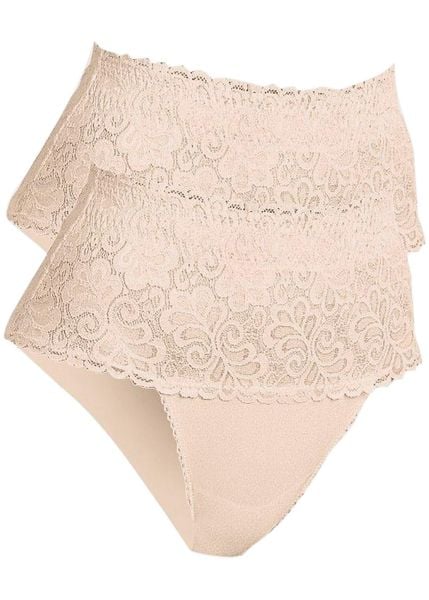 Figi o silnym stopniu modelowania sylwetki (2 pary). Białe figi damskie bonprix, bez wzorów, z koronki. Za 74.99 zł.