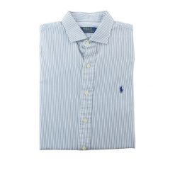 Second life - Klasyczna koszula męska w paski - Stan bardzo dobry. Białe koszule męskie Ralph Lauren, l, bez wzorów, z jeansu, eleganckie, bez kołnierzyka, bez ramiączek. Za 207.36 zł.