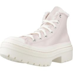 Buty CONVERSE CTAS LUGGED HEEL HI Rose. Czerwone obuwie sportowe damskie Converse, bez wzorów, ze skóry. Za 321.99 zł.