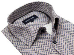 Kolorowa elastyczna koszula męska VILLARO N013. Czarne koszule męskie Mmer / Villaro - Koszule męskie, m, bez wzorów, z bawełny, casualowe, bez kołnierzyka, bez ramiączek. W wyprzedaży za 198.00 zł.