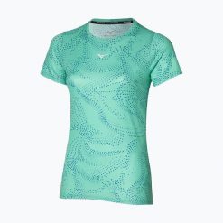 Koszulka do biegania damska Mizuno Impulse Core Graphic Tee. Zielone koszulki sportowe damskie Mizuno, s, bez wzorów, z materiału, bez kołnierzyka, bez ramiączek, do biegania. Za 79.99 zł.