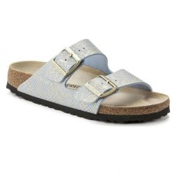 Klapki damskie Birkenstock Arizona BS Birko-flor. Niebieskie klapki damskie Birkenstock, bez wzorów, z denimu, eleganckie, bez obcasa. Za 287.00 zł.