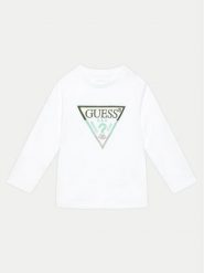 Guess Bluzka N4YI36 K8HM4 Biały Regular Fit. Białe koszule dla chłopców Guess, z aplikacjami, z bawełny, bez kołnierzyka, bez ramiączek. Za 59.99 zł.