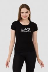 EA7 Czarny damski t-shirt, Rozmiar L. Czarne t-shirty damskie EA7 Emporio Armani, l, bez wzorów, bez kołnierzyka. W wyprzedaży za 190.99 zł.