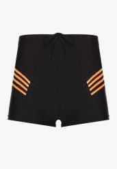 Czarno-Pomarańczowe Kąpielówki ze Sznurkiem i Ozdobnymi Paskami Firave. Czarne kąpielówki męskie Born2be, l, bez wzorów. Za 34.99 zł.