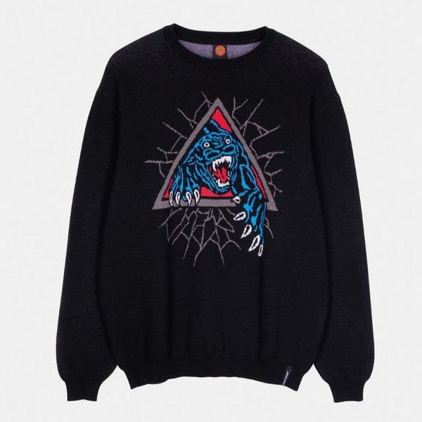 Sweter Santa Cruz Natas Phanter Czarny. Czarne bluzy męskie SANTA CRUZ, na jesień, s, bez wzorów, z jeansu, bez kołnierzyka. Za 558.36 zł.