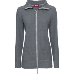 Bluza rozpinana z polaru bonprix szaro-czarny w paski. Szare bluzy damskie bonprix, bez wzorów, z polaru, bez kaptura. Za 44.99 zł.