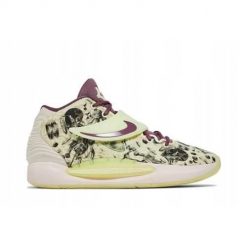 Buty koszykarskie męskie Nike KD 14. Białe buty sportowe męskie Nike, z gumy, za kostkę, bez zapięcia, do koszykówki. Za 703.00 zł.